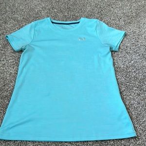 Bright blue under armour shirt